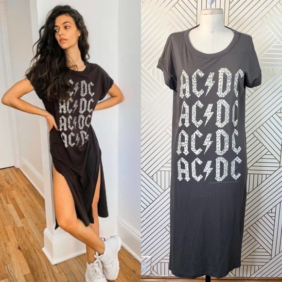 Chaser Dresses & Skirts - Chaser Free People ACDC Leopard T-Shirt Dress Gray